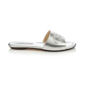 Jimmy Choo Women's Metallic Silver Slide Sandals - Size 37.5